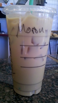 "Moron! Large iced latte for Moron!"